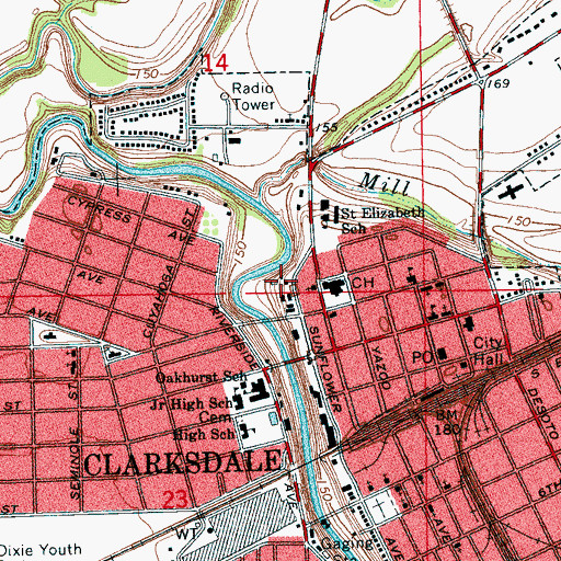 Topographic Map of Coahoma County Sheriff's Office, MS