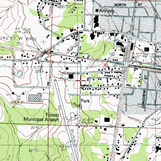 Topographic Map of Forest City Police Department, MS