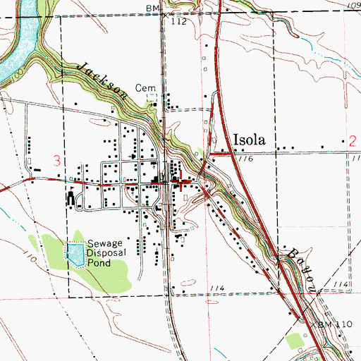 Topographic Map of Isola Police Department, MS