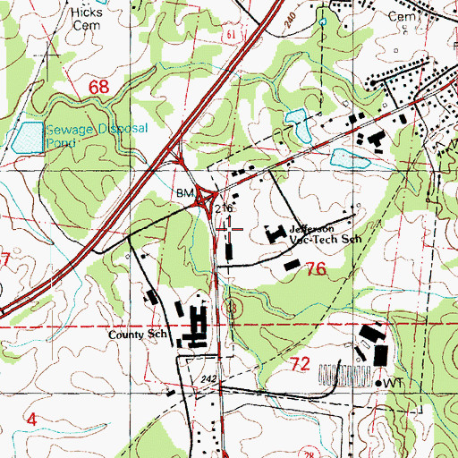Topographic Map of Jefferson County Sheriff's Office, MS