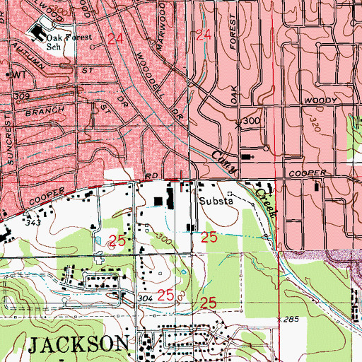 Topographic Map of Jackson Police Department Precinct 1, MS