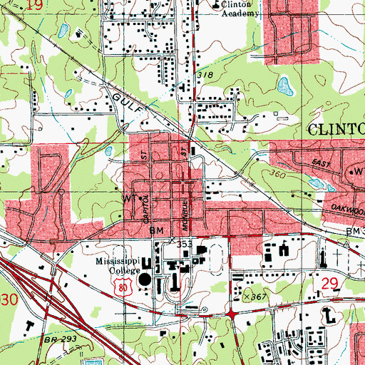 Topographic Map of Clinton Police Department, MS