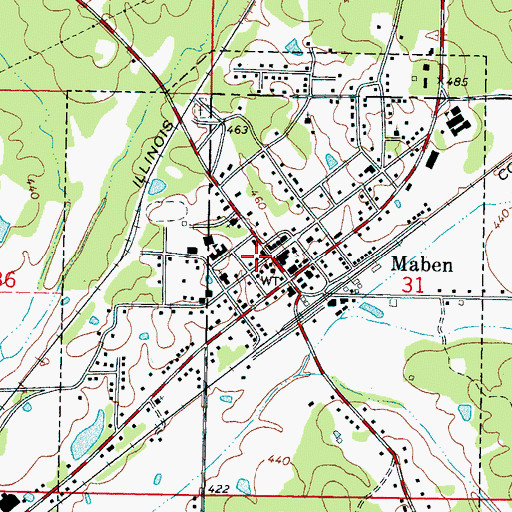 Topographic Map of Maben Police Department, MS