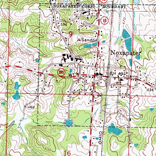 Topographic Map of Noxapater Police Department, MS