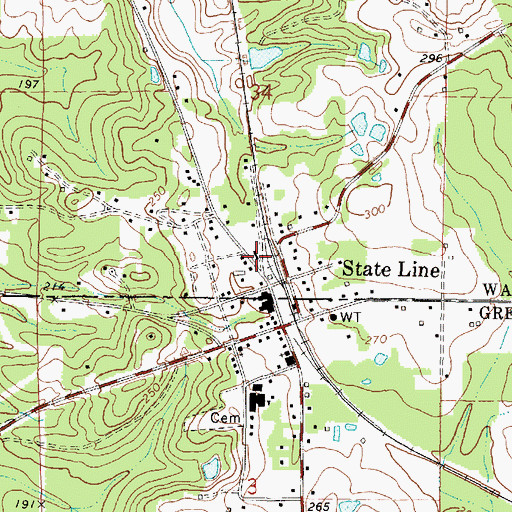 Topographic Map of State Line Police Department, MS