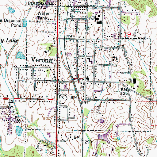 Topographic Map of Verona Police Department, MS