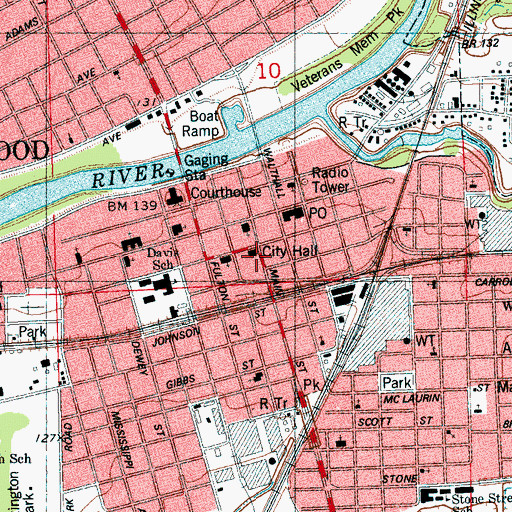 Topographic Map of Greenwood Police Department, MS