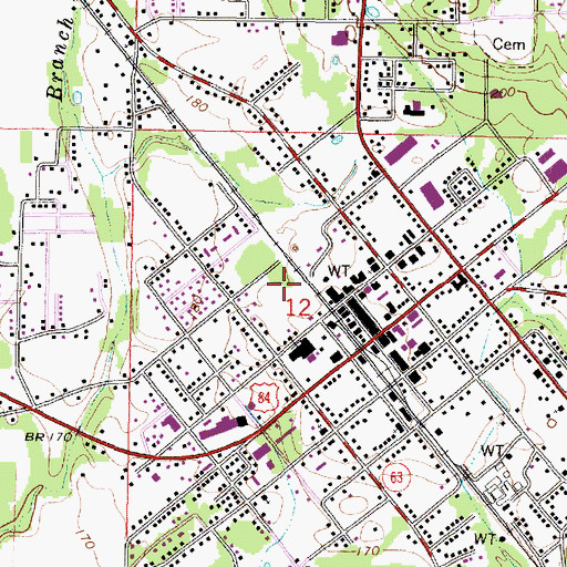 Topographic Map of Wayne County Sheriff's Office, MS