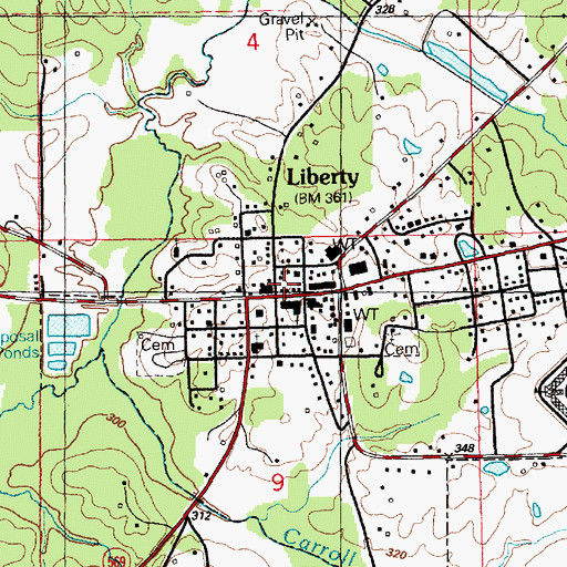 Topographic Map of Liberty Police Department, MS