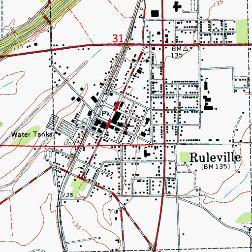 Topographic Map of Ruleville Police Department, MS