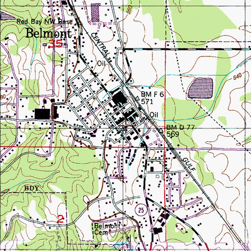 Topographic Map of Belmont Police Department, MS