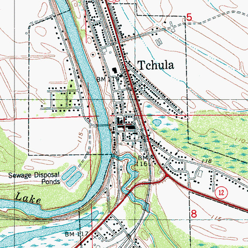 Topographic Map of Tchula Police Department, MS