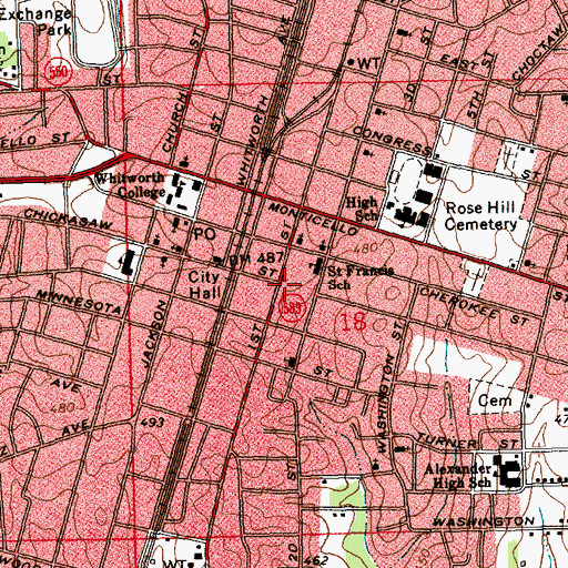Topographic Map of Lincoln County Sheriff, MS