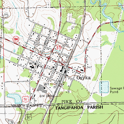 Topographic Map of Osyka Police Department, MS