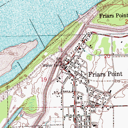 Topographic Map of Friars Point Police Department, MS