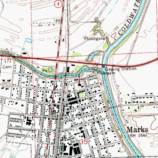 Topographic Map of Quitman County Sheriff's Office, MS