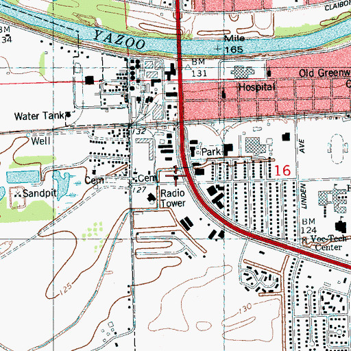 Topographic Map of Mississippi Highway Patrol District 2 Troop D, MS