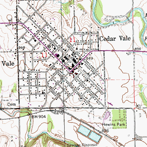 Topographic Map of Cedar Vale Ambulance and Rescue, KS