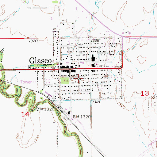 Topographic Map of Glasco Medical Center, KS
