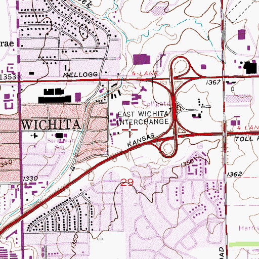 Topographic Map of Via Christi Hospital Behavioral Health Center, KS