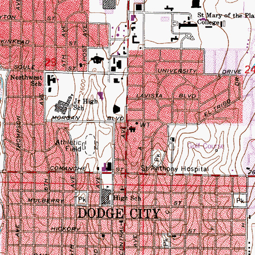 Topographic Map of Dodge City Medical Center, KS