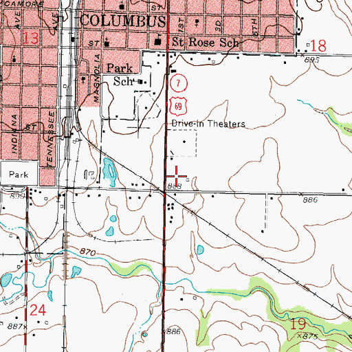 Topographic Map of Cherokee County Jail, KS