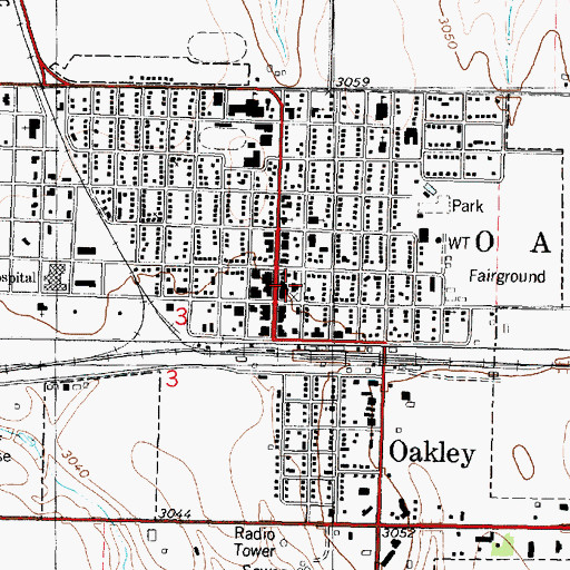Topographic Map of Oakley City Jail, KS