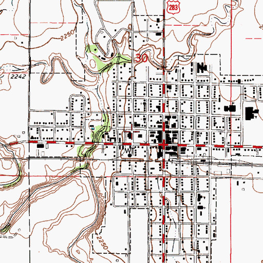 Topographic Map of Ness County Jail, KS