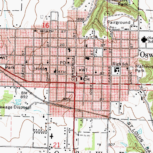 Topographic Map of Labette County Jail, KS