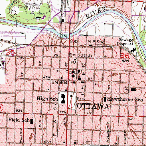 Topographic Map of Franklin County Dentention Center, KS