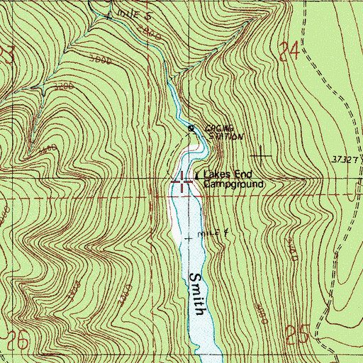 Topographic Map of Lakes End Campground, OR