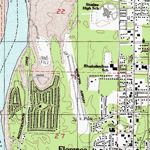 Topographic Map of Florence Municipal Airport Terminal Building, OR