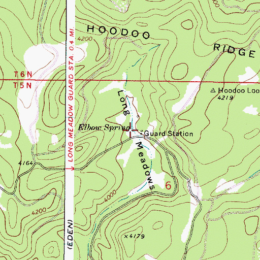 Topographic Map of Long Meadows Guard Station, OR