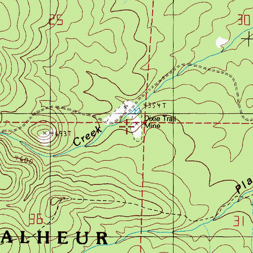 Topographic Map of Dixie Trail Mine, OR