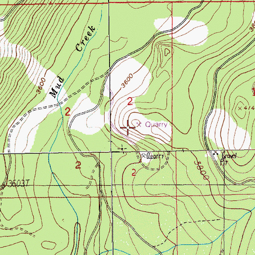 Topographic Map of Mud Creek Quarry, OR