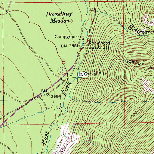 Topographic Map of Robinhood Quarry, OR