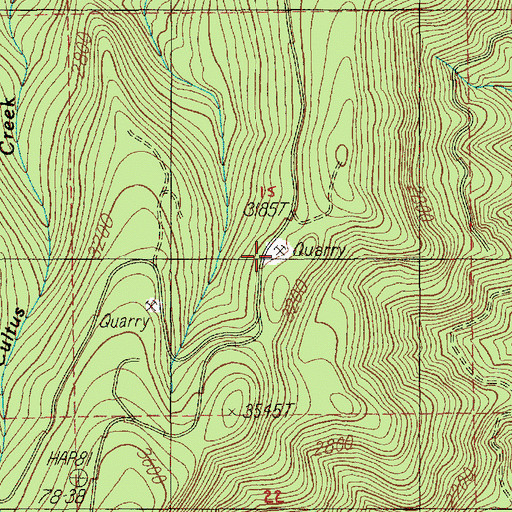 Topographic Map of Helion Quarry, OR