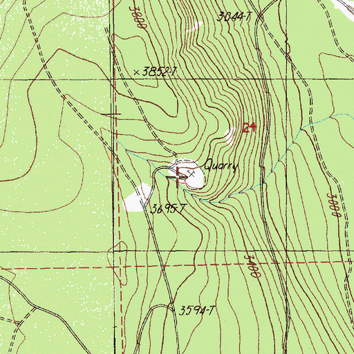 Topographic Map of Green Lakes Quarry, OR