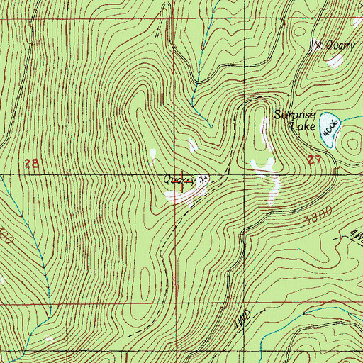 Topographic Map of Bracket Mountain Quarry, OR