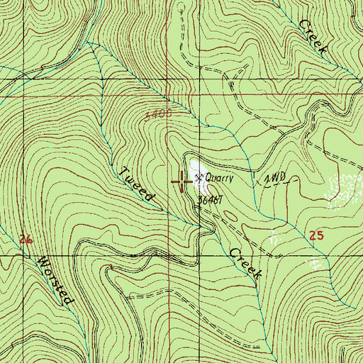 Topographic Map of Big Meadow Quarry, OR