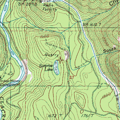 Topographic Map of Boneyard Quarry, OR