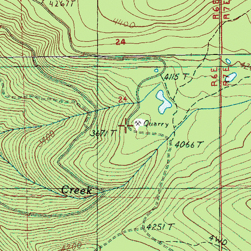 Topographic Map of Cripple Creek Quarry, OR