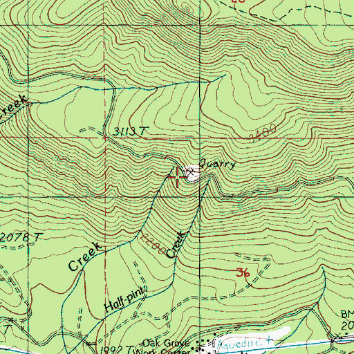 Topographic Map of Upper Mitchell Quarry, OR