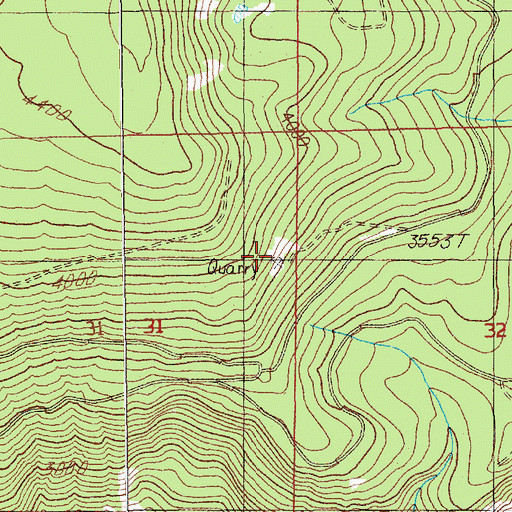 Topographic Map of Buck Creek Quarry, OR
