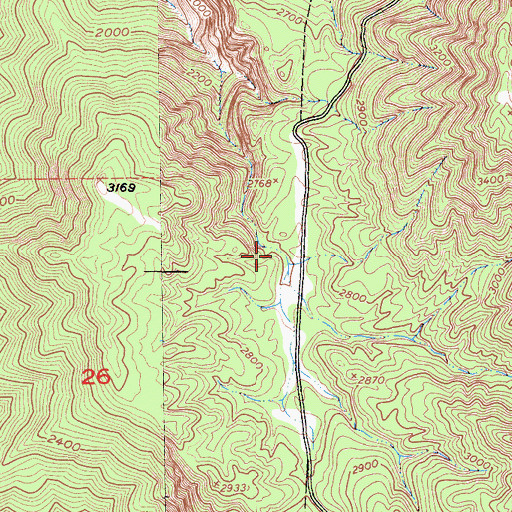 Topographic Map of Hanging Valley Campground, CA