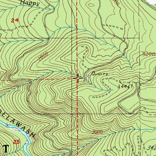 Topographic Map of Happy Quarry, OR