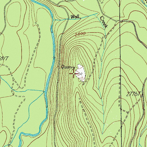 Topographic Map of Wall Quarry, OR