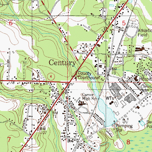 Topographic Map of Escambia County Sheriff's Office - Precinct 6 Century, FL
