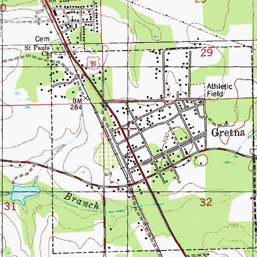 Topographic Map of Gretna Police Department, FL