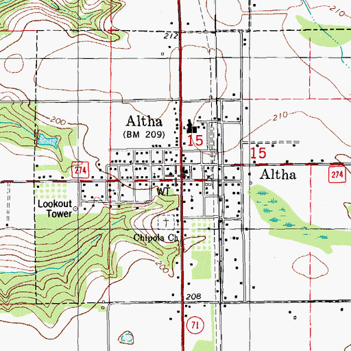 Topographic Map of Altha Police Department, FL